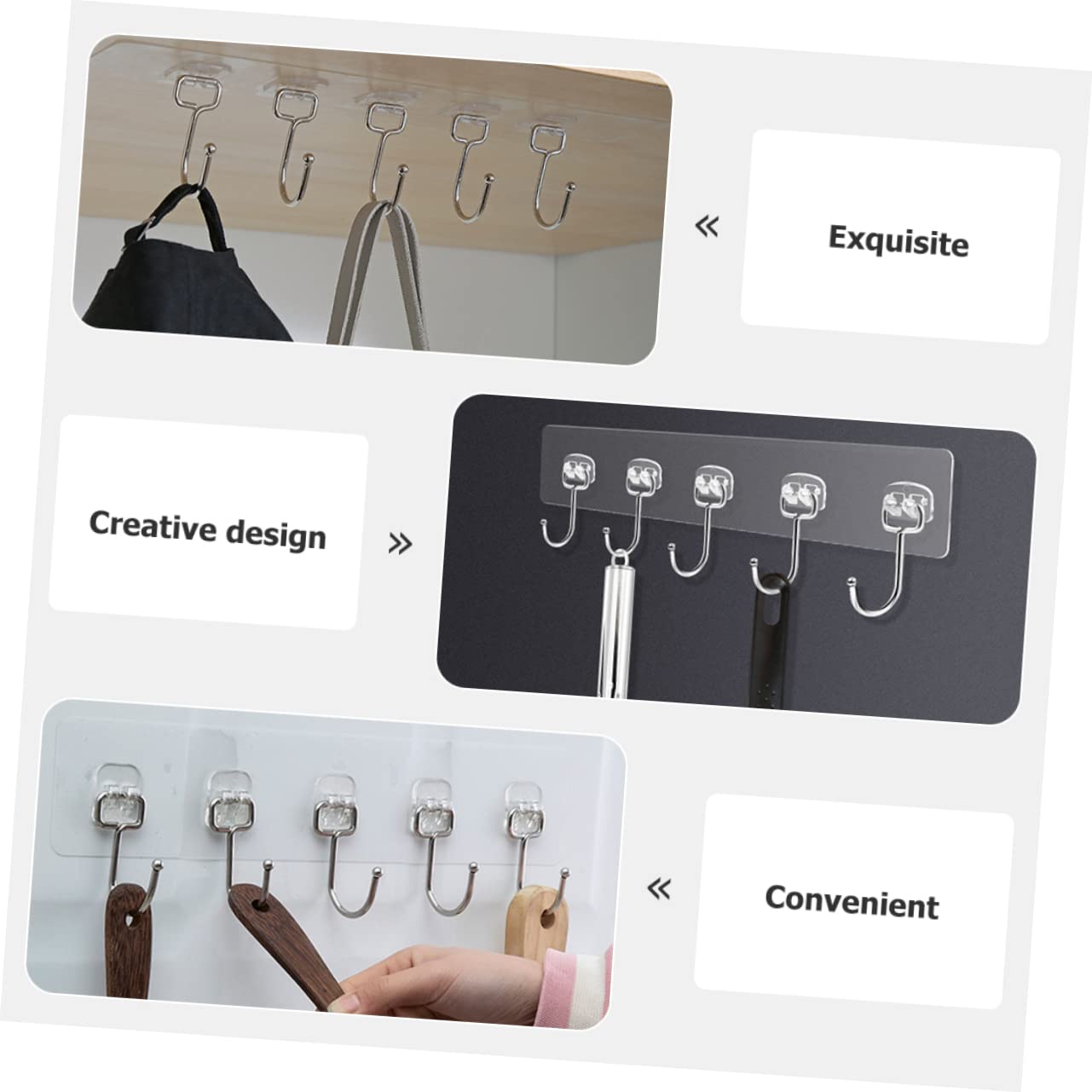 VASDEV 4 Ganchos de Pasta Fuerte para Montar en la Pared, Perchas para Ropa, Perchas Resistentes, Gancho de Pared Adhesivo, Gancho para Llaves, Colgador de Pared para Ahorrar Espacio, GAN