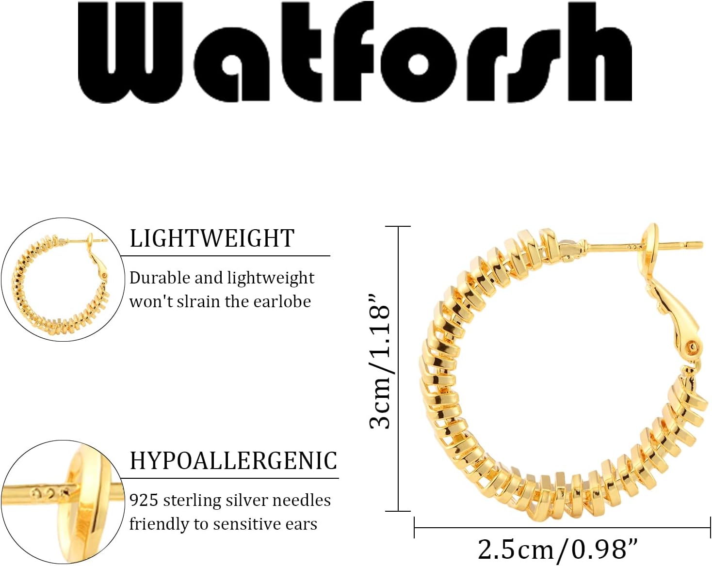 Gold Chunky Hoop Earrings for Women lightweight Thick Huggie Hoops Irregular Earrings for Daily - Image 4