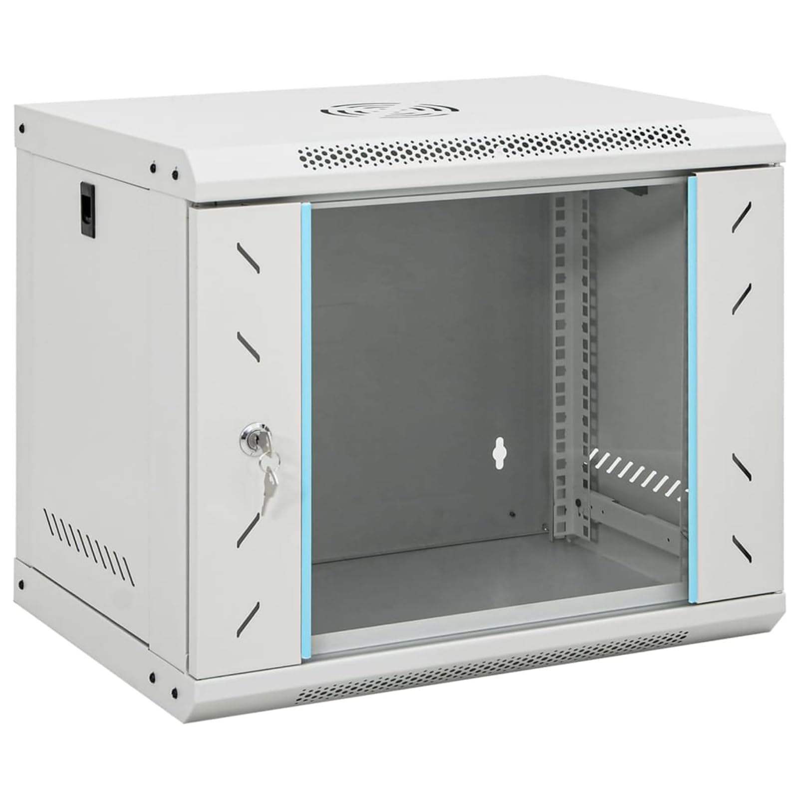 9U Netzwerkschrank 19 Zoll Wandschrank, kaltgewalzter Stahl grau 53x40x45cm, für Netzwerk-Zubehör und Server 30261