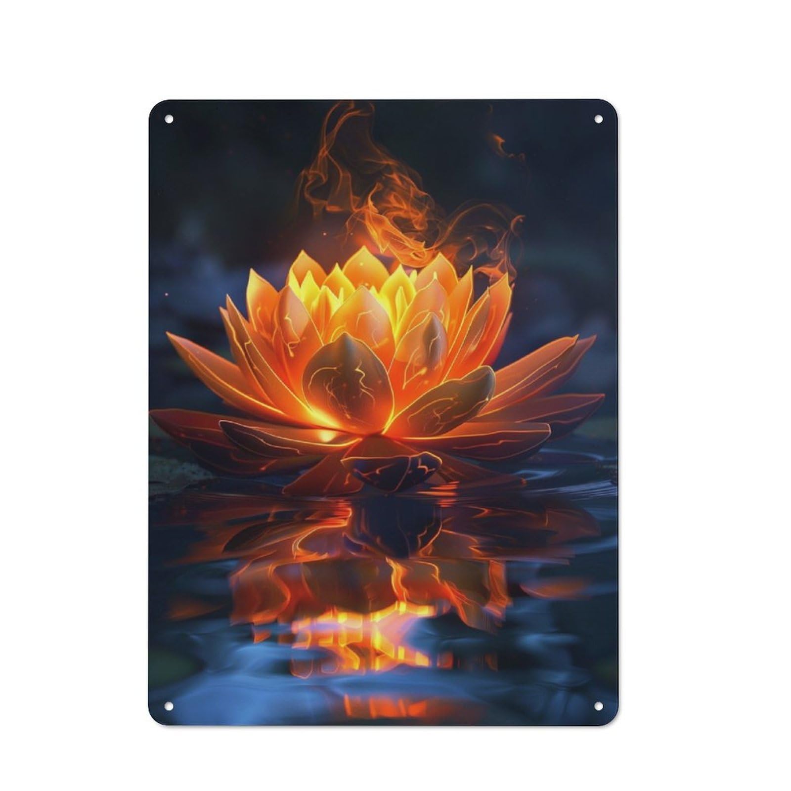 Junmoney Lotus Flower Rustic Metal Sign 40X30cm For Hallway Wall, For Collectors Of Rustic Metal Wall Decor