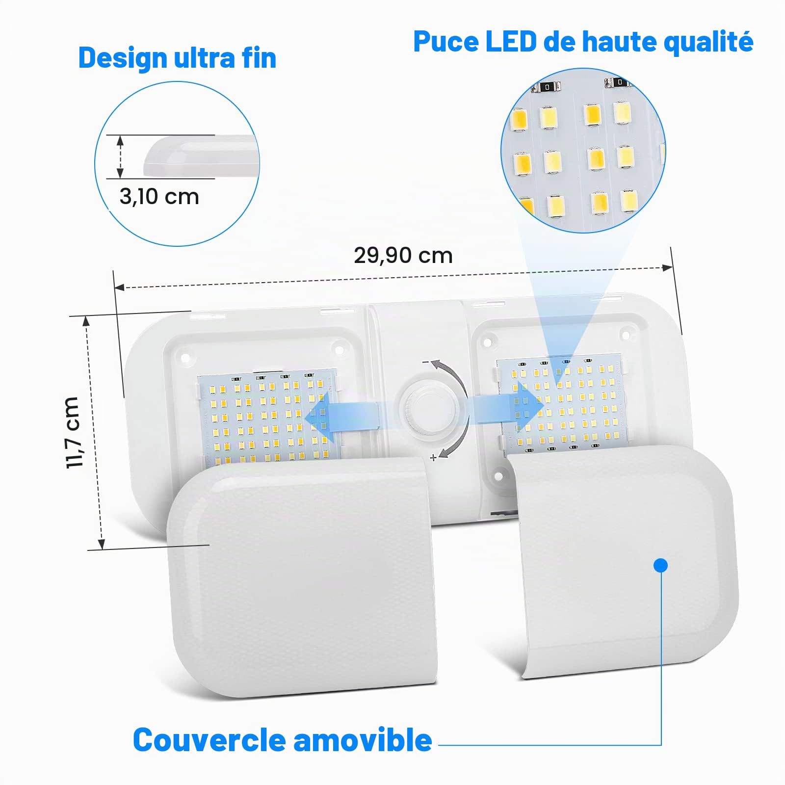 SUPAREE Lampe 12v LED Camping Car Lumiere Camping Car Plafonier Eclairage Caravane 12v Interieur avec Interrupteur Dimmable pour RV Camion Bateau Voiture Van Cabine Fourgon 3 Couleurs 1PC