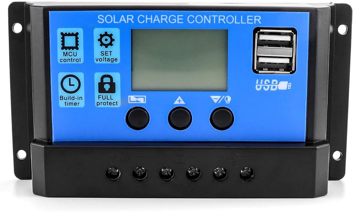 QWORK Solar Charge Controller, 30A Adjustable Parameter Backlight LCD Display and Timer, 1 Piece : Patio, Lawn & Garden