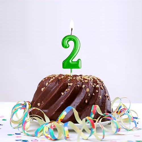 Miniatura 5 de Velas de cumpleaños verdes 2 velas 2  dos años pastel Bady Número romano Número fresco vela número 20 21 22 23 25 24 26 28 27 29