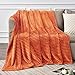 BEDELITE Fall Throw Blanket for Couch - 3D Ribbed Jacquard Soft & Warm Decorative Burnt Orange Blanket, Cozy, Plush, Fluffy, Fuzzy Fleece Throw Blanket for Bed, Sofa 50x60Inches