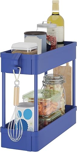 Organizador de almacenamiento para debajo del fregadero, cesta de almacenamiento de 2 niveles para debajo del baño, carrito de almacenamiento
