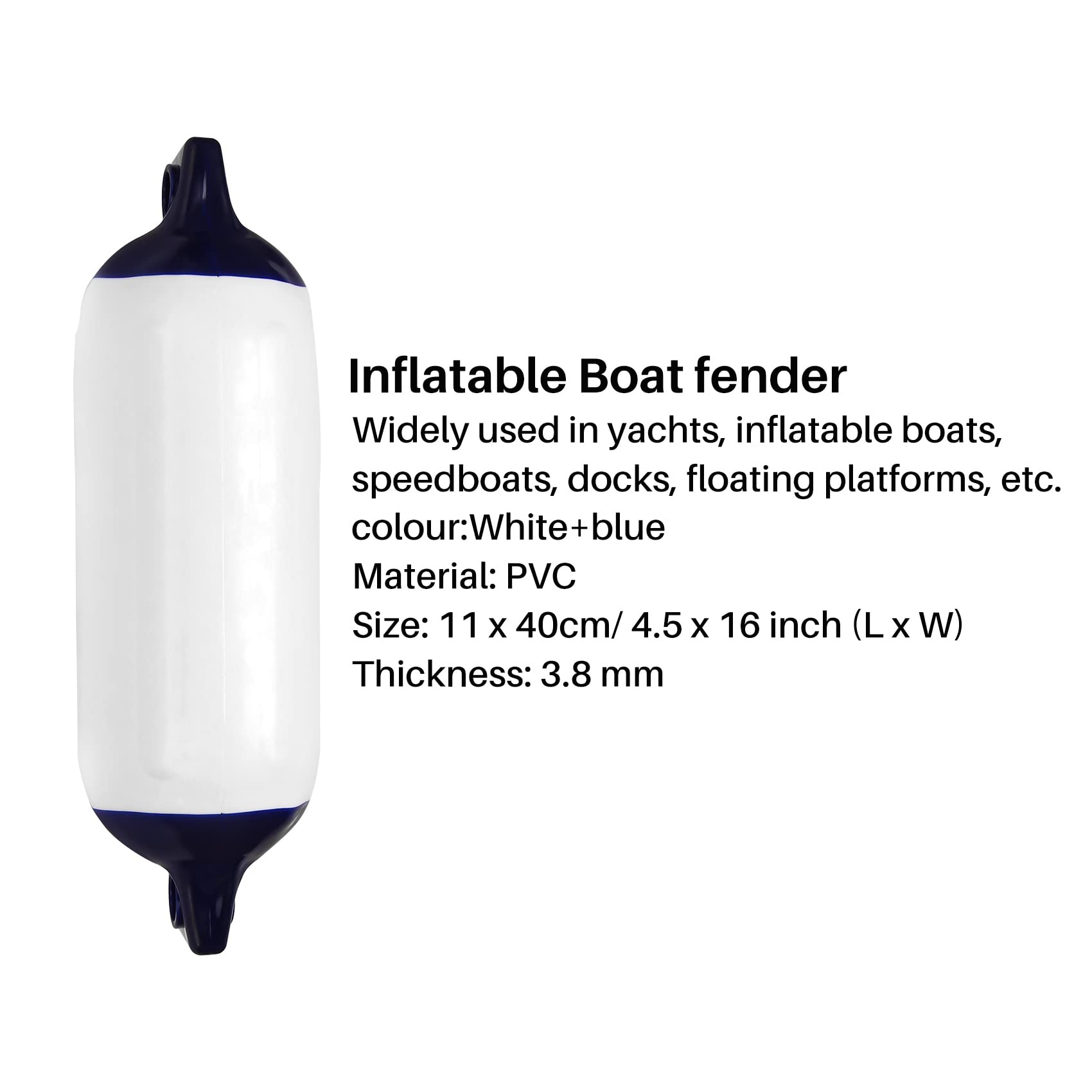 Pare-Battage Gonflable SéRie 3 PièCes PVC, Utilisé pour Bateaux, Voiliers, Cuddy, Etc. (4,5X16 Pouces)