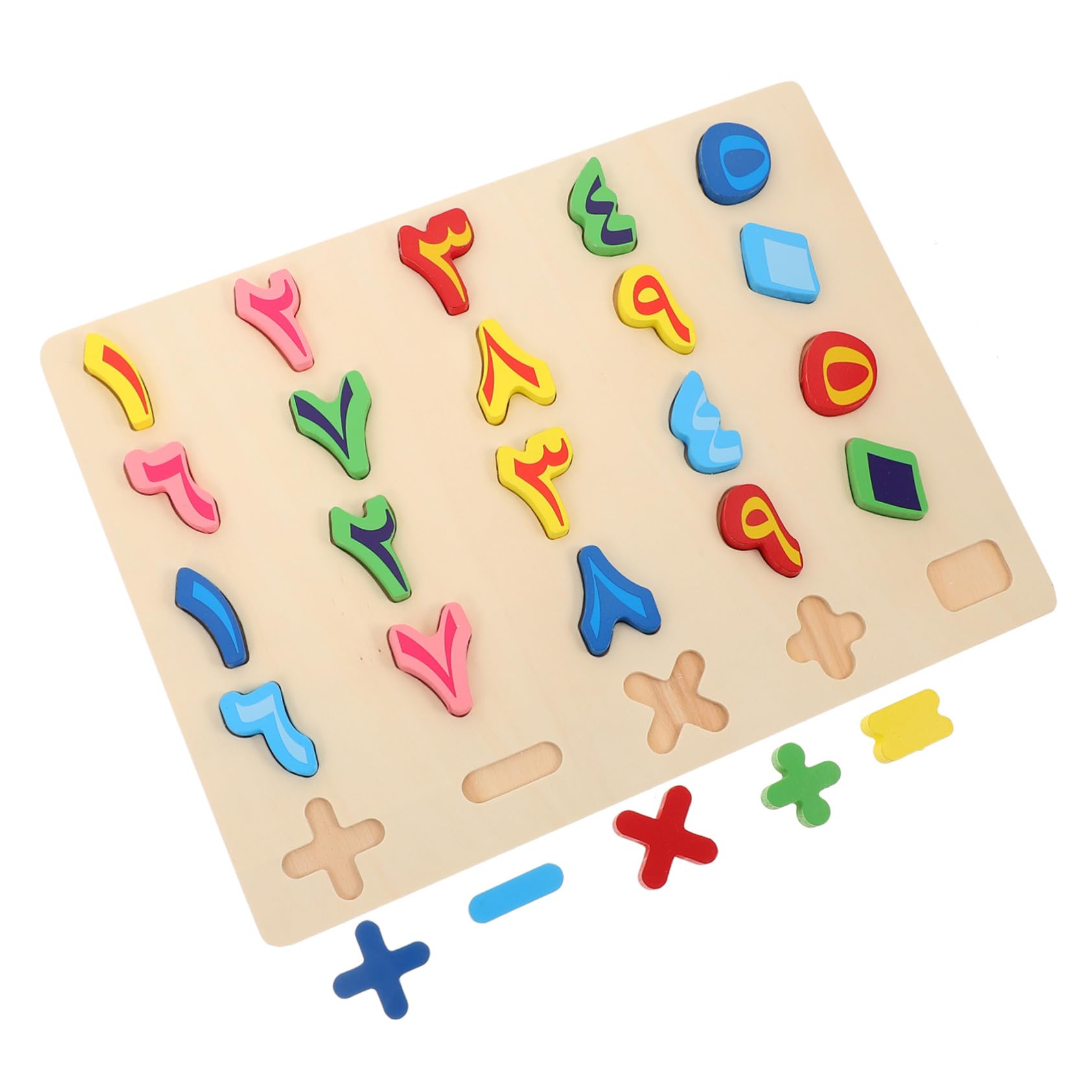 Puzzle en Bois Éducatif Chiffres et Alphabet Arabe Jouet Reconnaissance des Formes Mémoire Préscolaire
