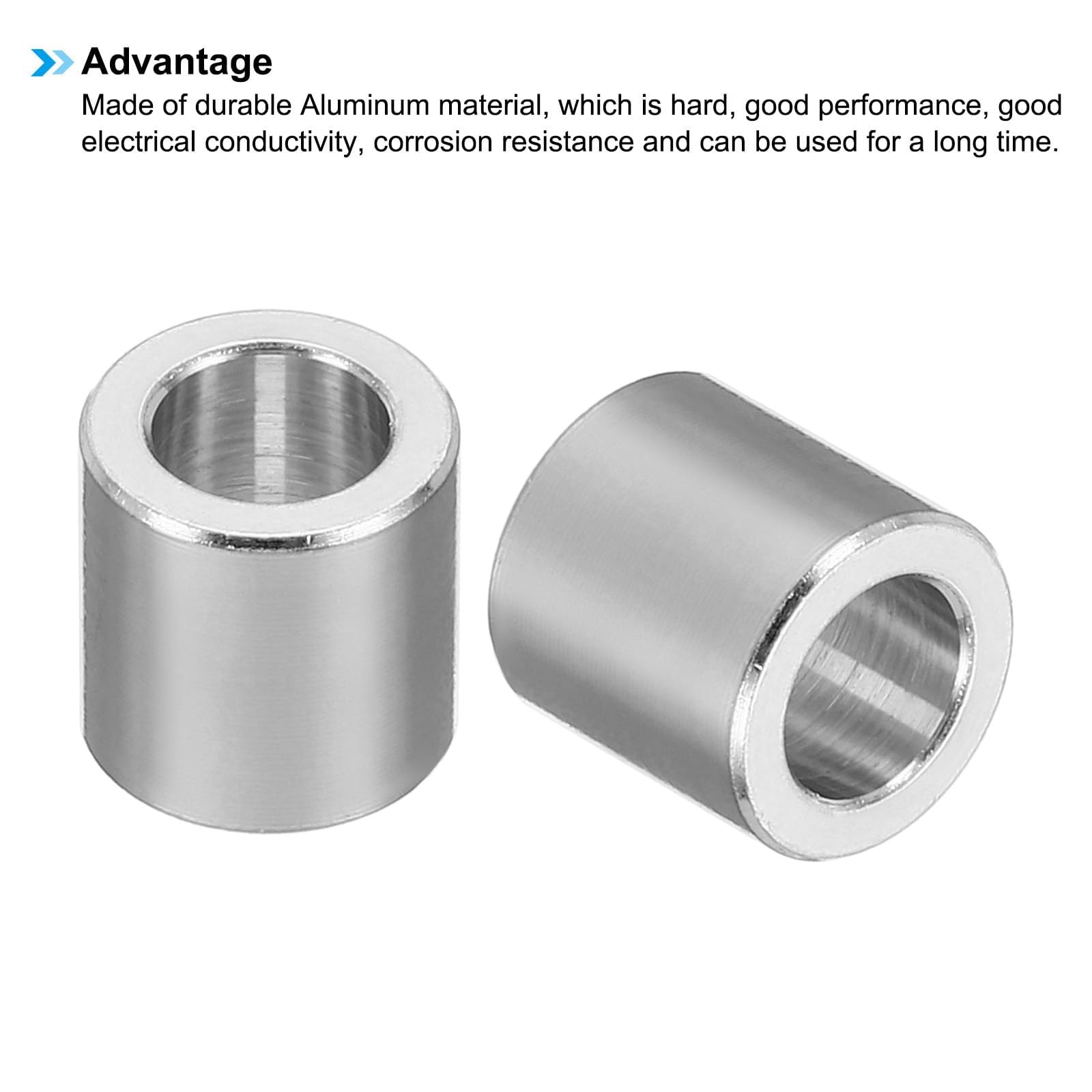 TA-VIGOR 20Pcs M6 Aluminum Spacer, 6.2mm ID x 10mm OD x 10mm Length Metal Round Standoff Bushing Plain Finish Spacer for Mechanical and DIY Projects for M6 Screws Bolts and Rods - Image 4