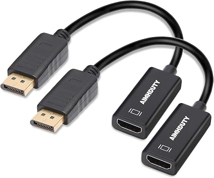 4K DisplayPort to HDMI Adapter, 2-Pack, Uni-Directional DP Display Port to HDMI Converter Male to Female, Compatible with Laptop PC Monitor TV Projector and Other Passive