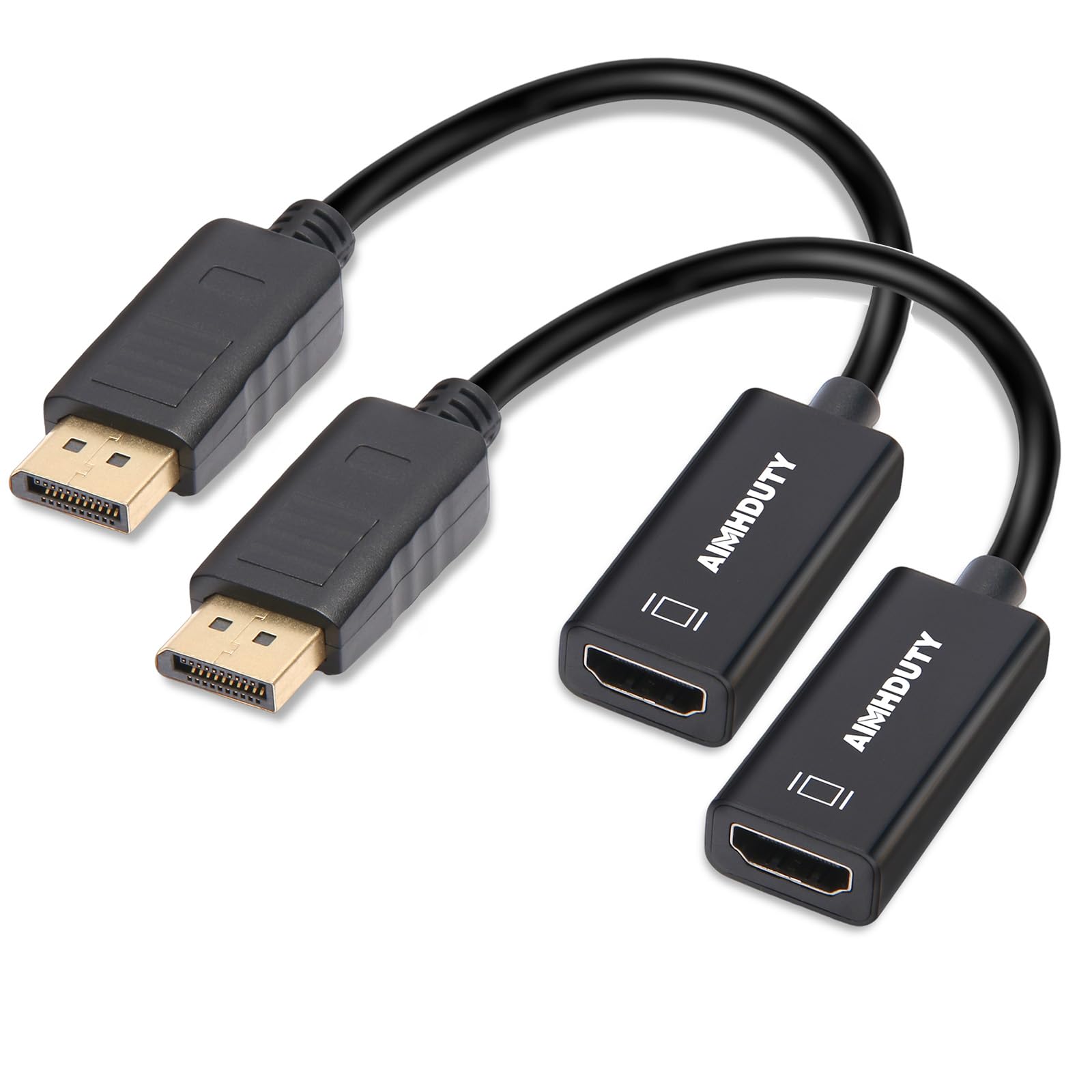 4K DisplayPort to HDMI Adapter, 2-Pack, Uni-Directional DP Display Port to HDMI Converter Male to Female, Compatible with Laptop PC Monitor TV