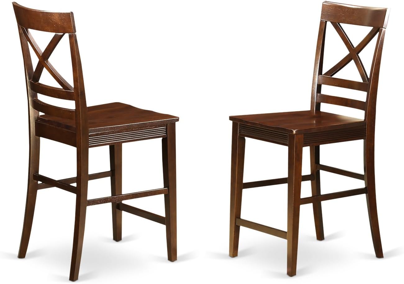 HomeStock Counter Height Stools Mahogany Finish - Comfy Dining Room Seating - Set of 4-42" Height