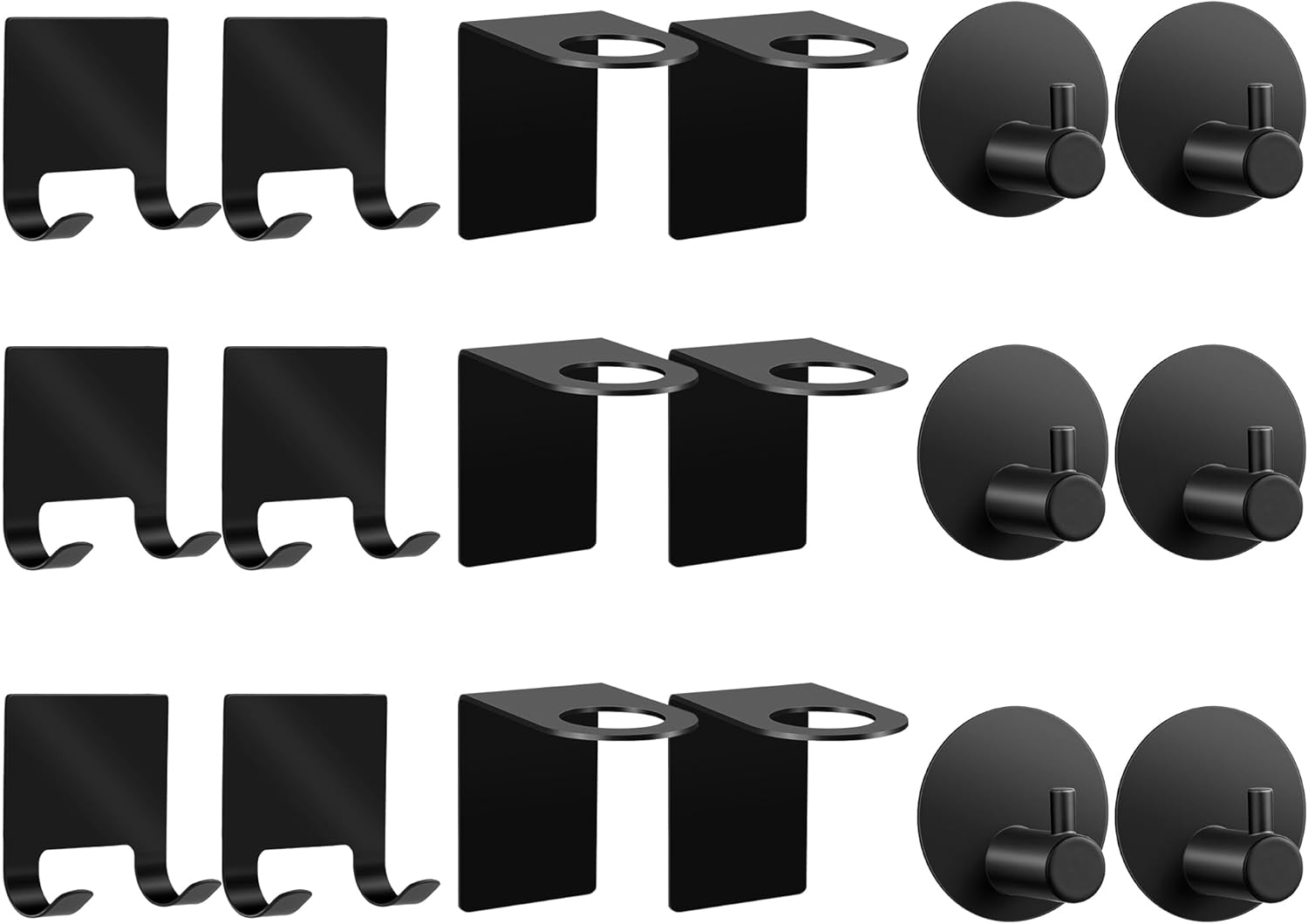 MorningRo 18pcs Adhesive Hooks Bathroom Adhesive Hooks Set Wall Mounted Shampoo Bottle Dispenser Holder Stainless Steel Soap/Towel/Shower Gel Container Holder for Kitchen Bathroom