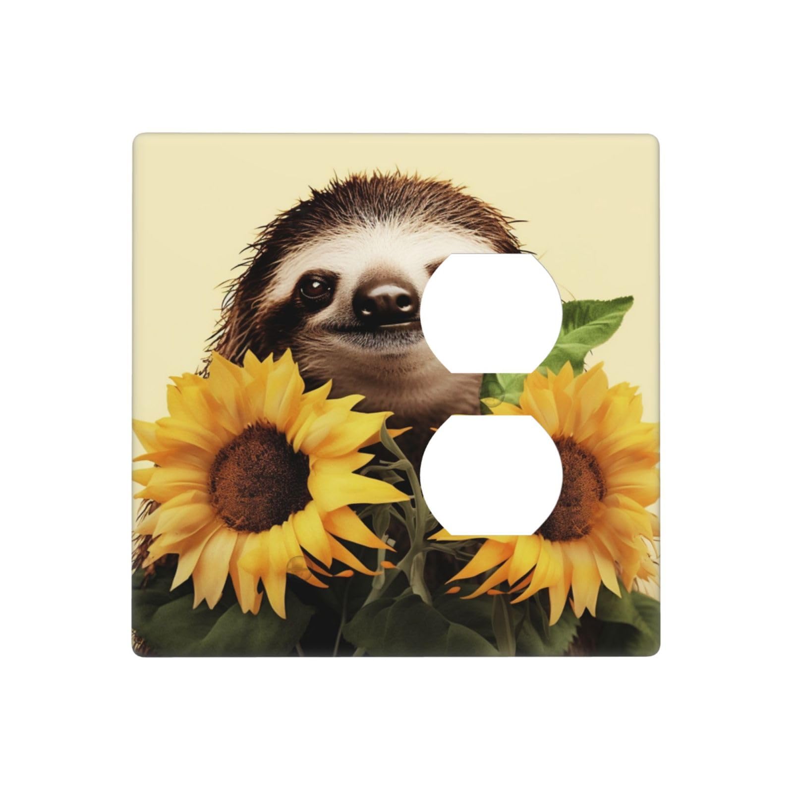 Decorator Wall Plate 2 Gang Light Switch Covers Sloth Sunflower Wallplate Double Toggle Switch Plate Standard Size Electrical Outlet Covers Decorative Wall Switch Plate Cover