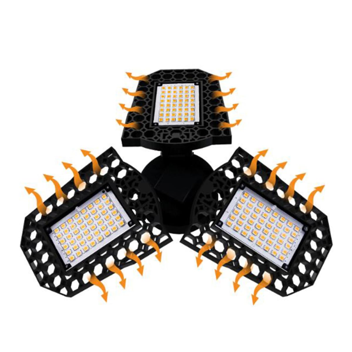 Veemoon LED Deformable High Bay Light with Three-Leaf Folding Design Adjustable Wings Garage Workshop Ceiling Lamp for Warehouse — view 9