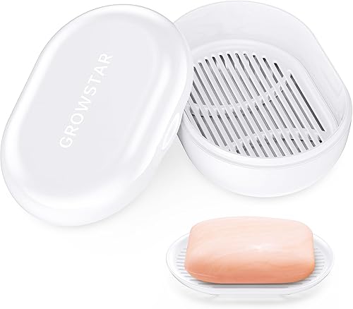 Soporte de barra de jabón blanco, contenedor de jabón de viaje, jabonera portátil con tapa, jabonera a prueba de fugas para barra de jabón con