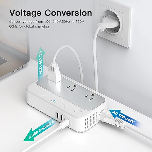 Miniatura 3 de Convertidor de voltaje universal nosotros a Europa, 220 V a 110 V Power Travel Converter Combo, 250 W reductor europeo adaptador 220 a 110 para