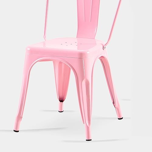 Miniatura 6 de AC Pacific Sillas de comedor de metal industrial de 18 pulgadas de altura, asiento apilable de cocina o bar, diseño moderno y duradero, muebles de