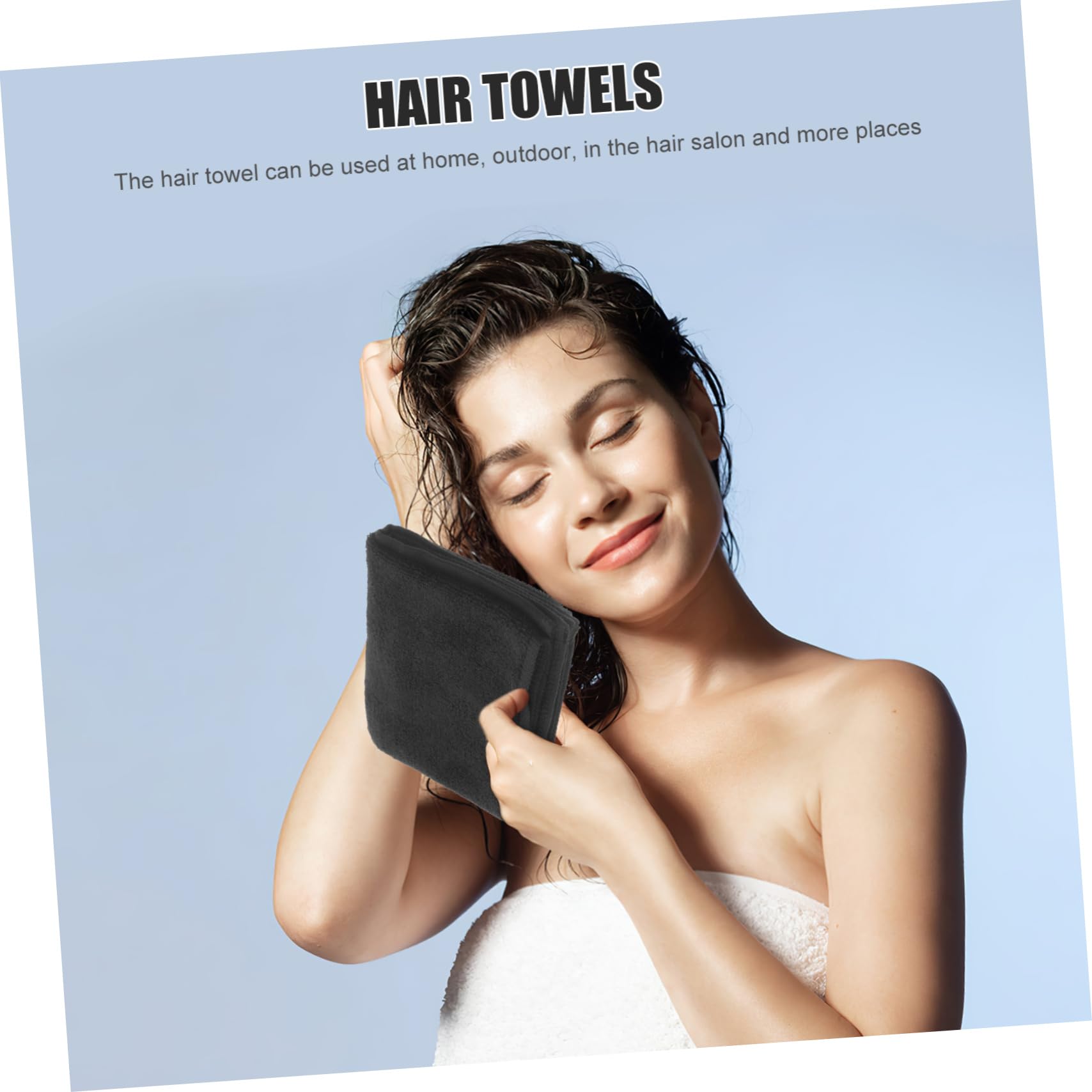 Toallas Cabello Mojado de Algodón Negro, 2 Piezas, Absorción Rápida y Diseño Simple para Adultos en Casa o Salón
