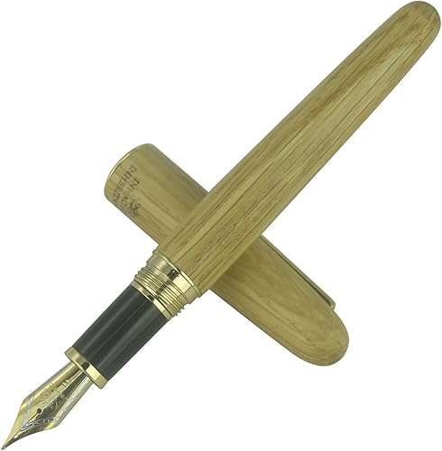 Miniatura 4 de Jinhao 9036 - Pluma estilográfica vintage de madera, bolígrafos naturales antiguos de roble, punta fina con convertidor de tinta recargable, juego