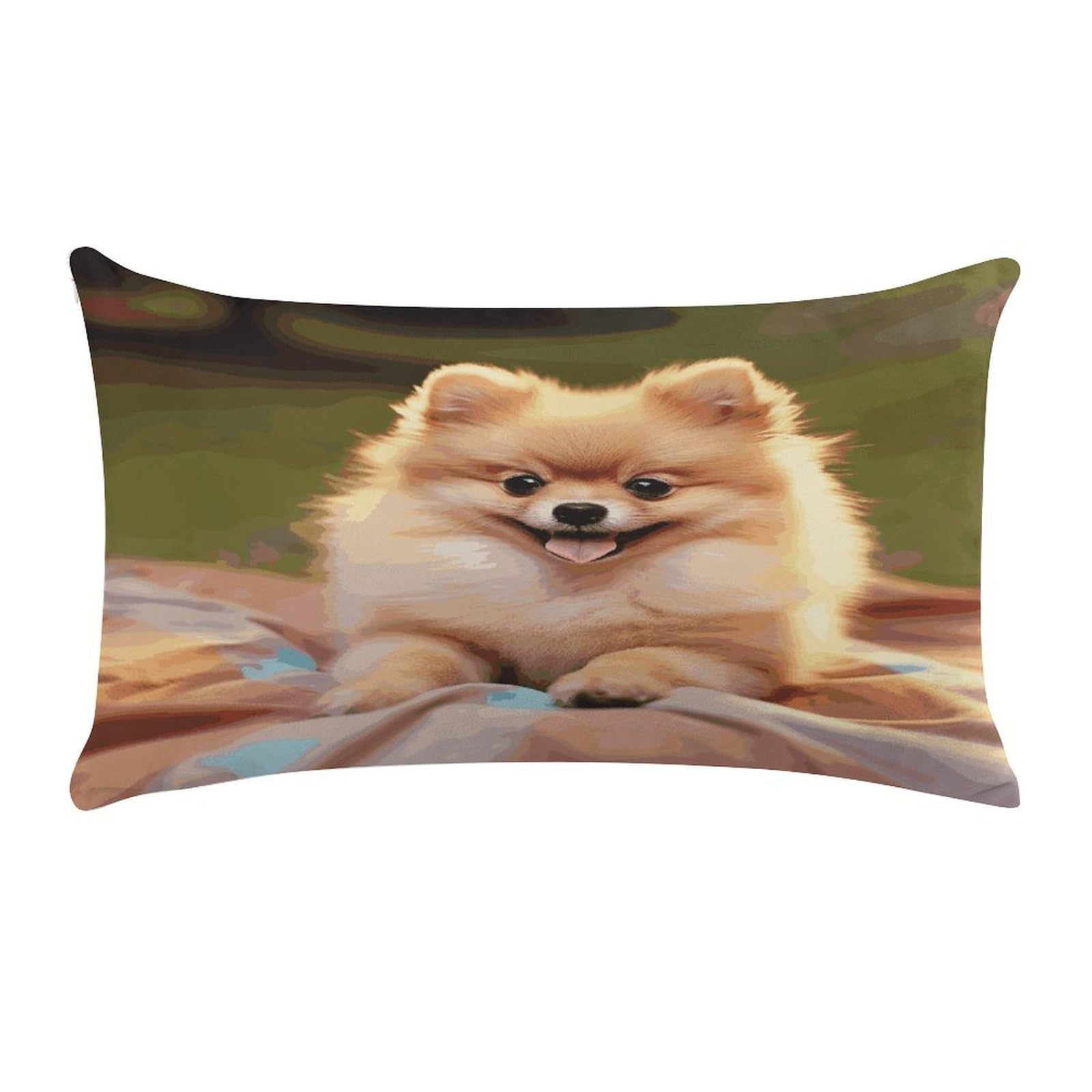 Short-haired Pomeranian Pillow Case Decorative Rectangle Throw Pillow Cover Soft Plush Pillowcase Cozy Cushion Case Modern Pillow Sham Cushion Cover for Bedroom Sofa Couch 20 X 12 Inch