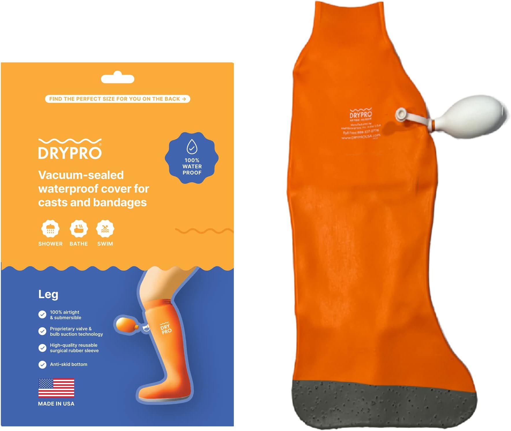 DryPro Waterproof Full Leg Cast Cover, X-Small