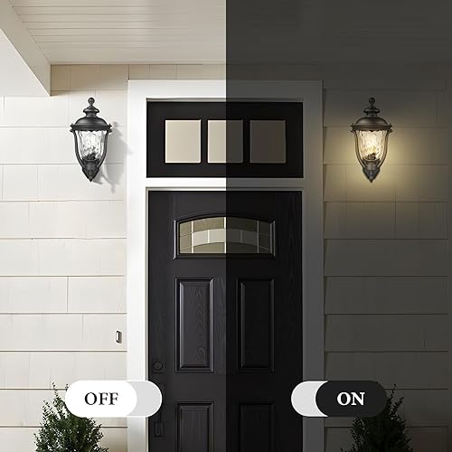 Miniatura 3 de Lámparas de pared para exteriores, luces de vidrio ondulado de agua, montaje en pared, montaje en pared, estilo vintage, impermeable, negro, para