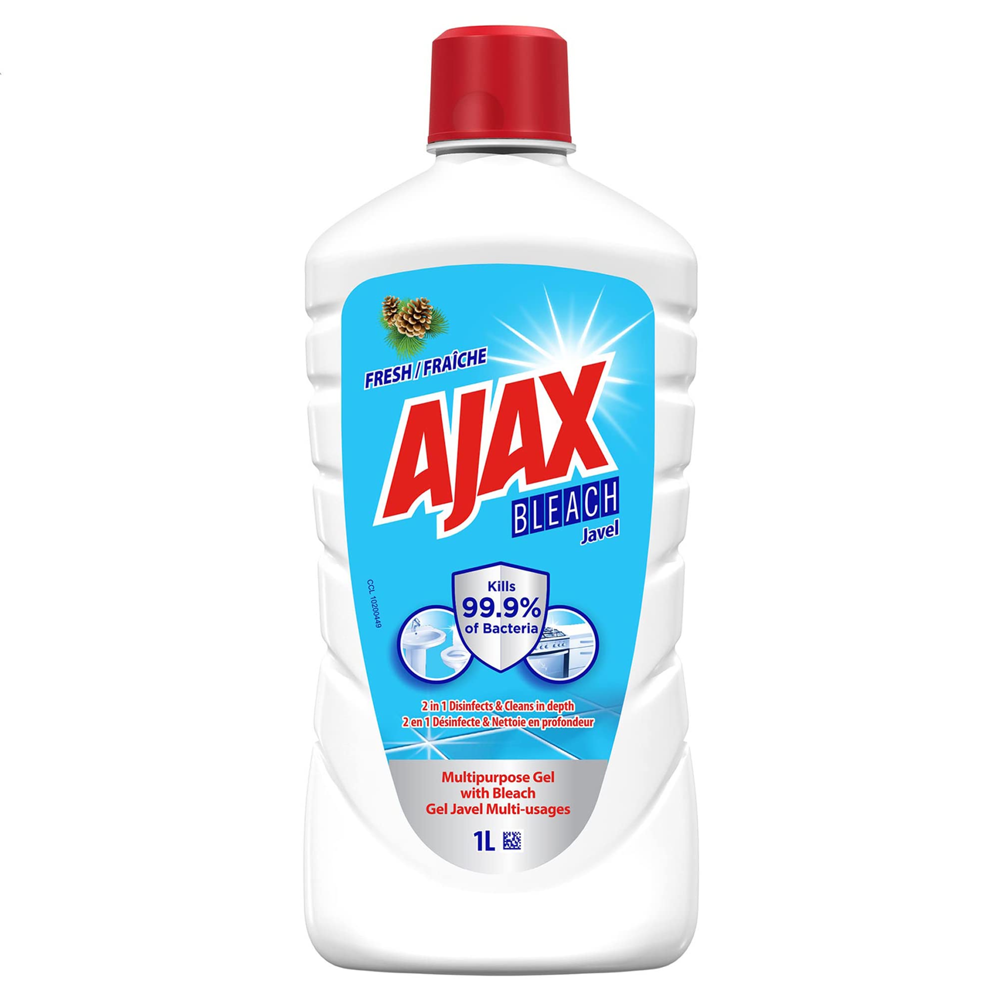 Ajax Multi-Surface Antibacterial Gel Bleach Cleaner, Surface Degreaser And Floor Cleaner, Classic, 1 L