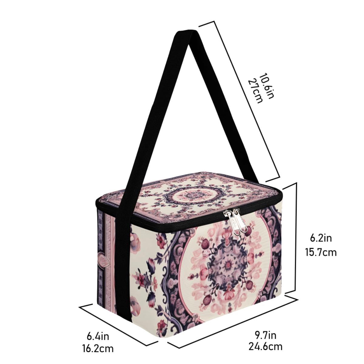 GzLeyigou Lunch Bags for Women Men 9 Cans,Abstract Flower Hot & Cold Food Delivery Bag Insulated Grocery Bag Insulated Lunch Box Beautiful Floral Cooler Bag for Office Work Picnic Beach