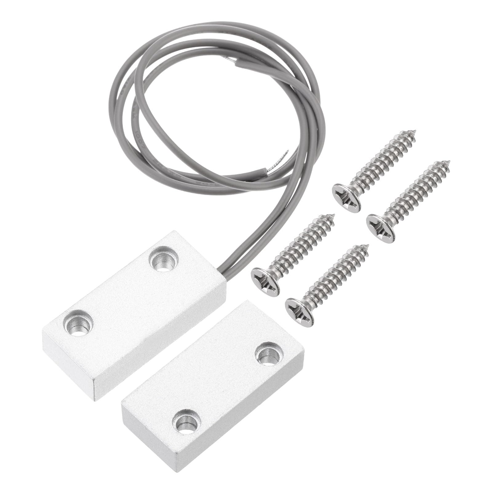 PATIKIL Security Rolling Door Contact, 2 Pcs 0-100V/0.5Amp Magnetic Reed Switch Alarm Sensor with 2 Wire for N.C. Applications, Grey