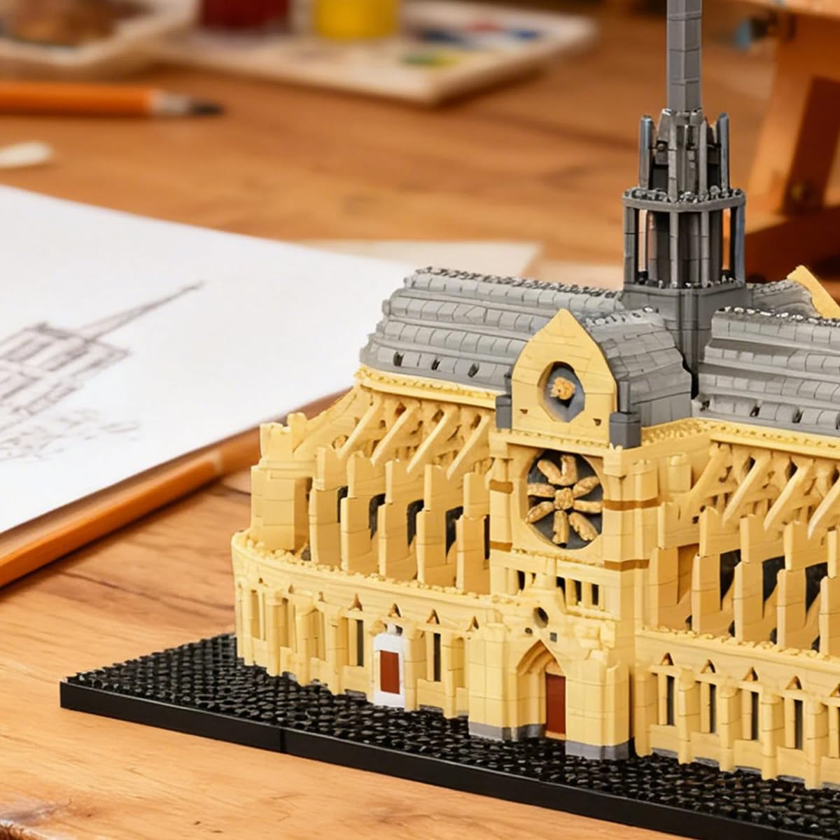 Notre Dame de Paris Bausteine Bausatz, Gedenk Architektur Modellbausatz, Weltberühmter Wahrzeichen Architektur Haus Bauklötze, Modular Haus Modell Kit für Erwachsene