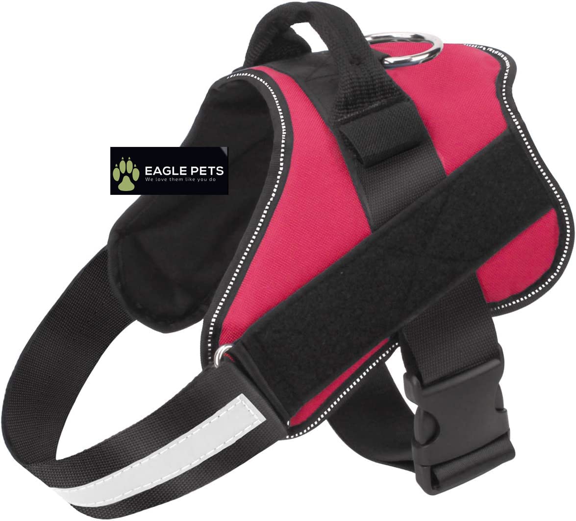 Eagle Pets Dog Harness, No-Pull Reflective Dog Vest, Breathable Adjustable Pet Harness with Handle for Outdoor Walking -No More Pulling Tugging, Choking (Red, Medium) (B0BLM618D7) Amazon Price History, Amazon Price Tracker