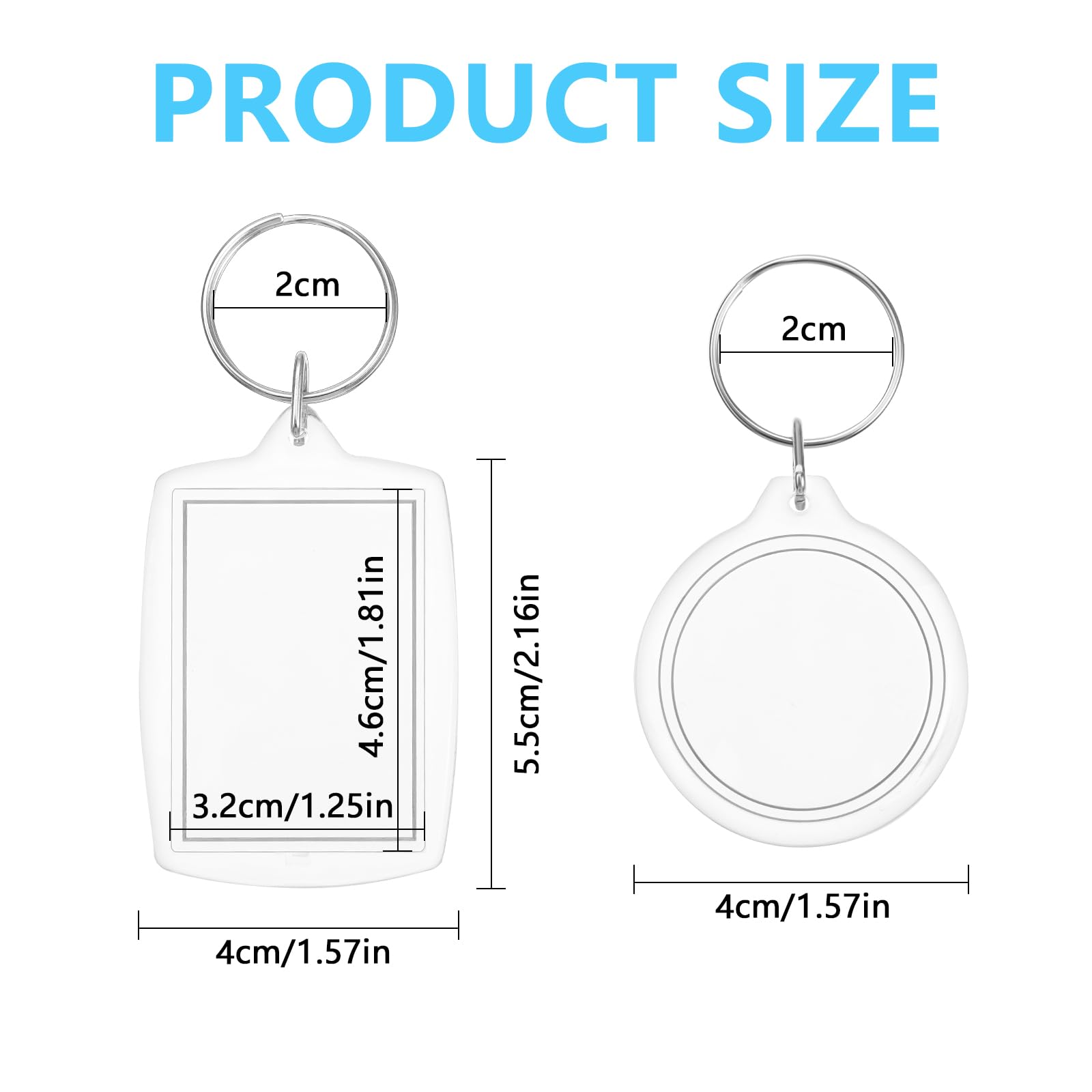 oruola 10 sztuk okrągłych breloczków do kluczy, 4 cm, do kluczy, dla przyjaciół rodziny, prezent ze zdjęciem, DIY, na urodziny, rocznicę, 10 sztuk, przezroczysty