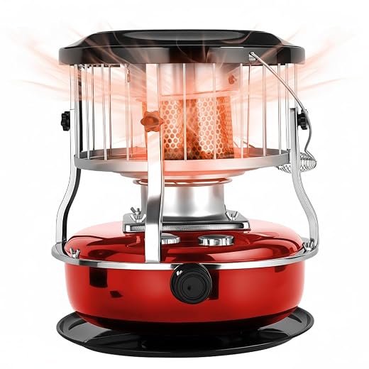Indoor&Outdoor Kerosene Heaters, Portable Space Heater with 9000 BTU Heat Output, 4.5 L Fuel Capacity, Kerosene Stove for Cooking and Heating (red)