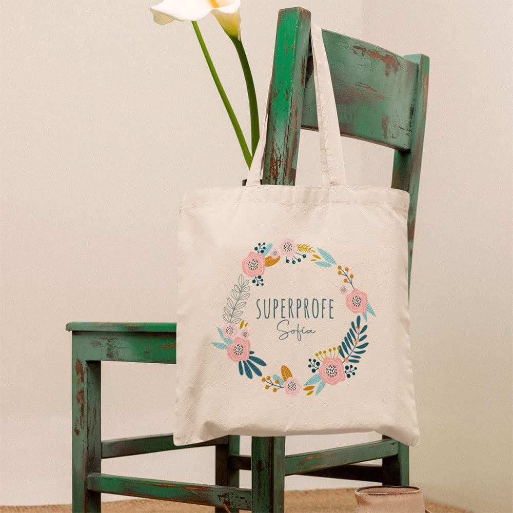 Genérico Bolsa Tote Personalizada SuperProfe Asas Largas Multiuso Compra Tote Bag Bolso Shopper regalo profesora profe