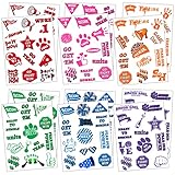 120PCS Team Spirit Tattoos, Blue, Green, Orange, Pink, Purple and Red Include Colored Go Team Temporary Tattoos for Carnival Sports Games, Teacher Classroom Cheerleading Teams Supplies(6 Colors)