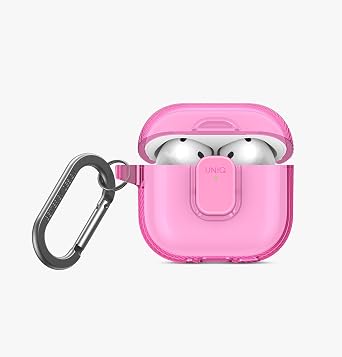 UNIQ GLASE PRO Airpods 4 Case with Clip Lock Candy Pink Soft Silicon Case
