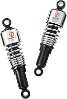 Vista 4 de Possbay amortiguador de motocicleta, amortiguador trasero de motocicleta 10.5"/267mm, suspensión trasera universal 1 par, negro y plateado