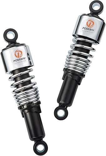 Miniatura 4 de Possbay amortiguador de motocicleta, amortiguador trasero de motocicleta 10.5"/267mm, suspensión trasera universal 1 par, negro y plateado