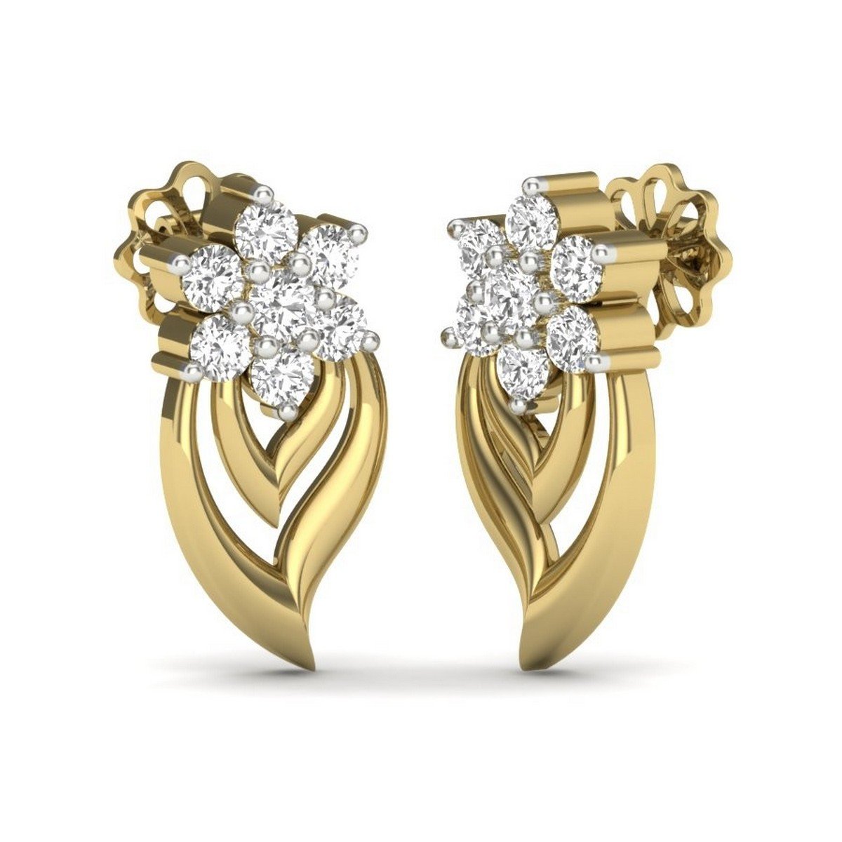 kuberbox 18KT Yellow Gold Diamond Keri Stud Earrings for Women-picture-29