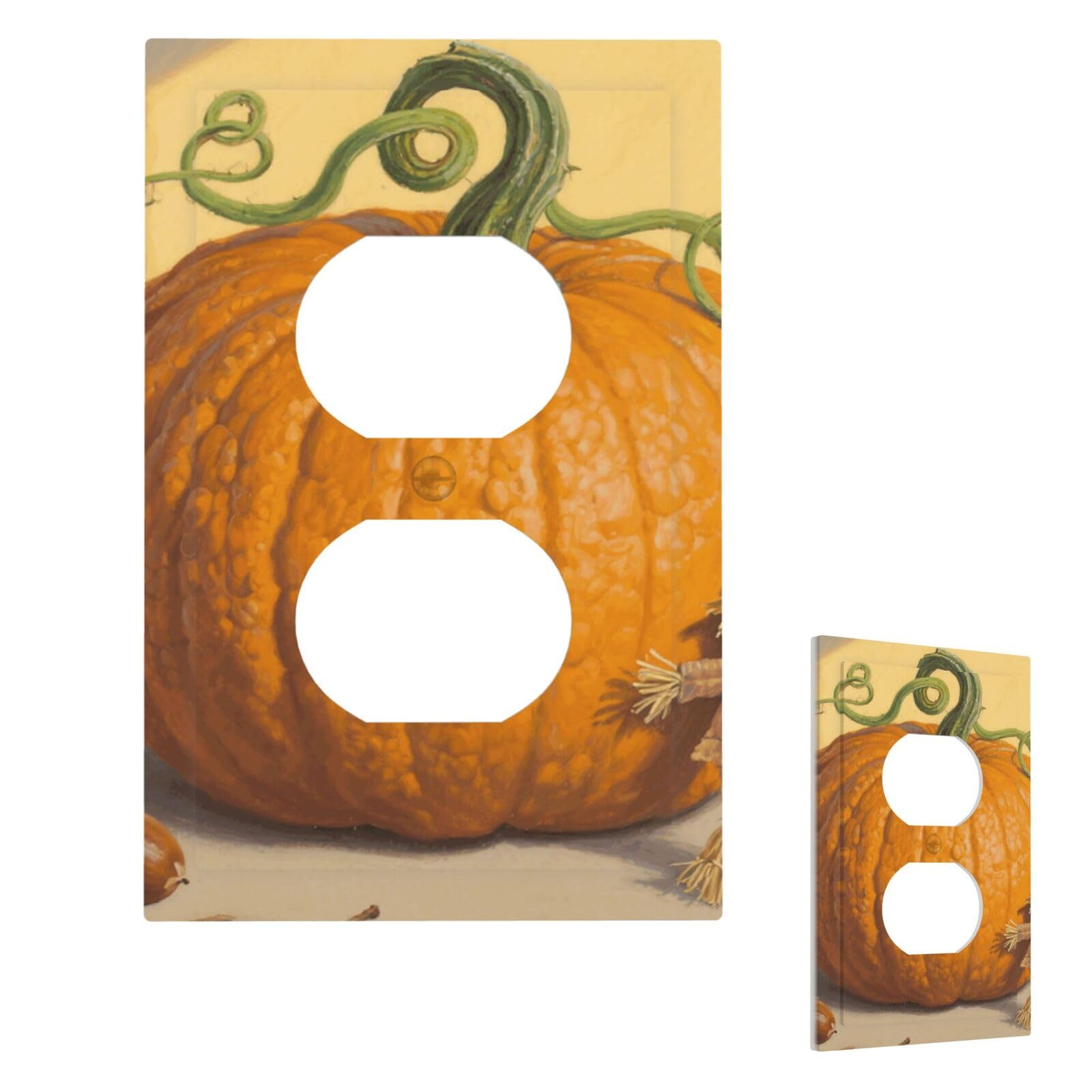 Pumpkin Wall Plate Cover Modern Decorative 1 Gang Light Switch Cover Unbreakable Receptacle Outlet Covers For Living Room Bedroom Home Decor Duplex
