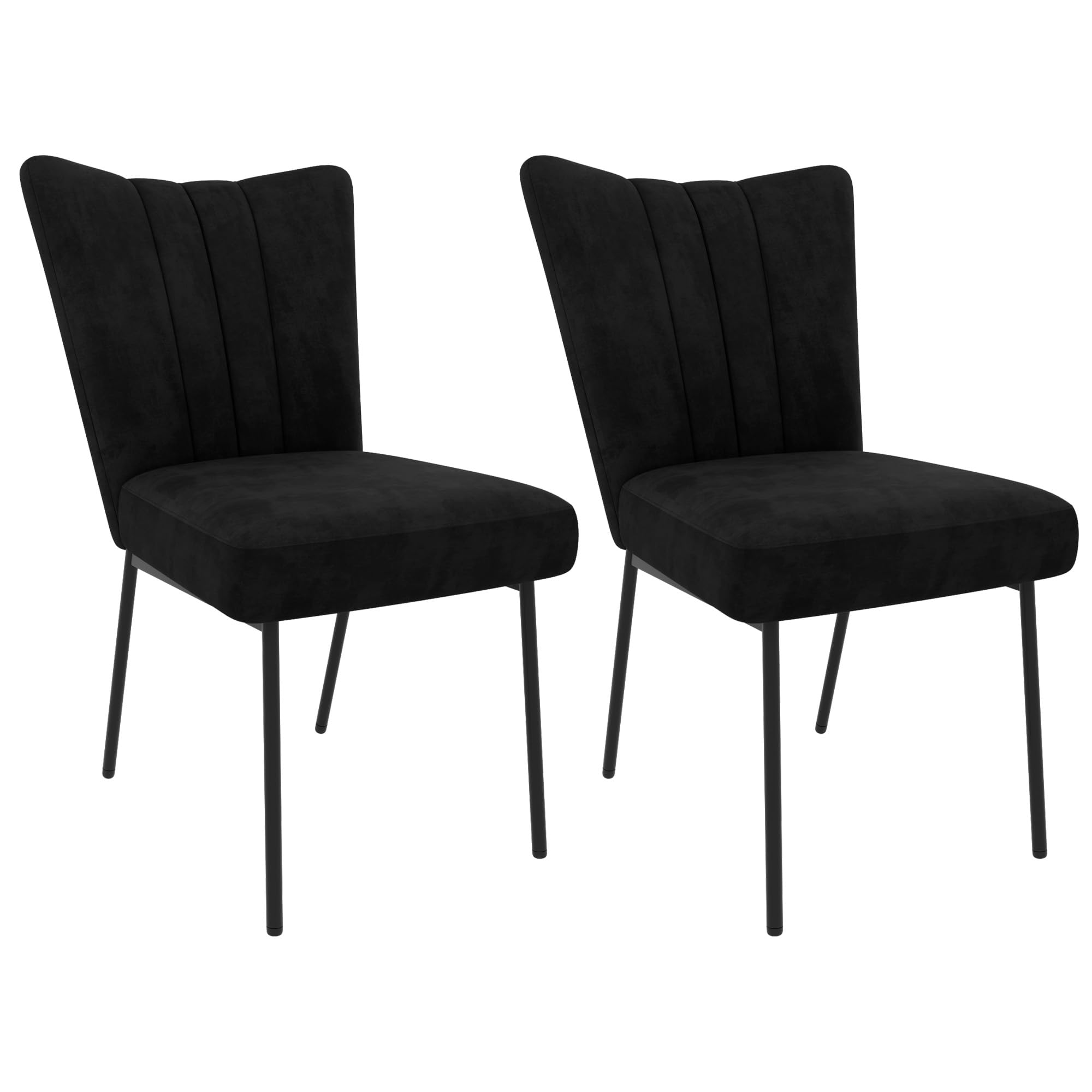 JIEXI Chairs Dining Room 2 Set, Modern Kitchen Chairs, Velvet Fabric, Sturdy Metal Legs, Dining Room For Tables, Restaurants, Kitchen (Black)