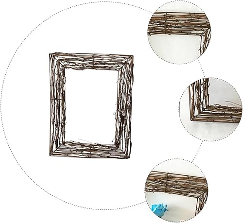 Miniatura 6 de VOSAREA 1 corona de ratán natural cuadrada, corona de ratán colgante, coronas de aro floral, ramas de vid, decoración de primavera, decoración al