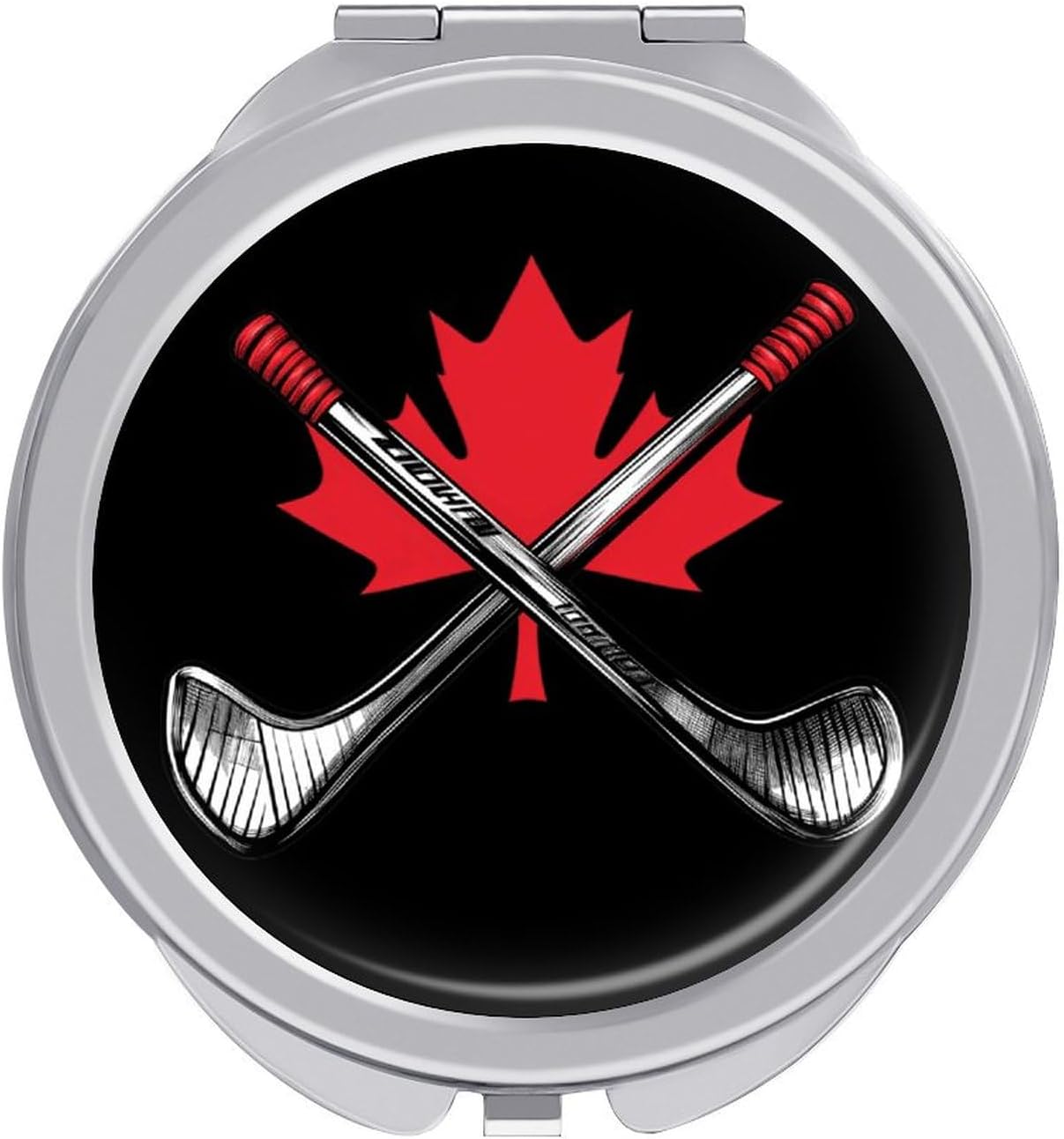 Canada Ice Hockey Maple Compact Makeup Mirror Mini Foldable Cosmetic Mirror Portable Travel Mirror for Purse Pocket