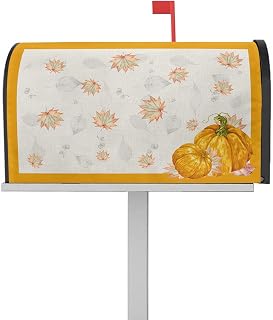 Mailbox Cover Magnetic Orange Pumpkin Fall Maple Vintage Linen Mailbox Covers Standard Size 21x18in,Mailbox Covers Wrap Post Letter Box Cover for Garden Yard Outdoor Decor Happy Thanksgiving Harvest