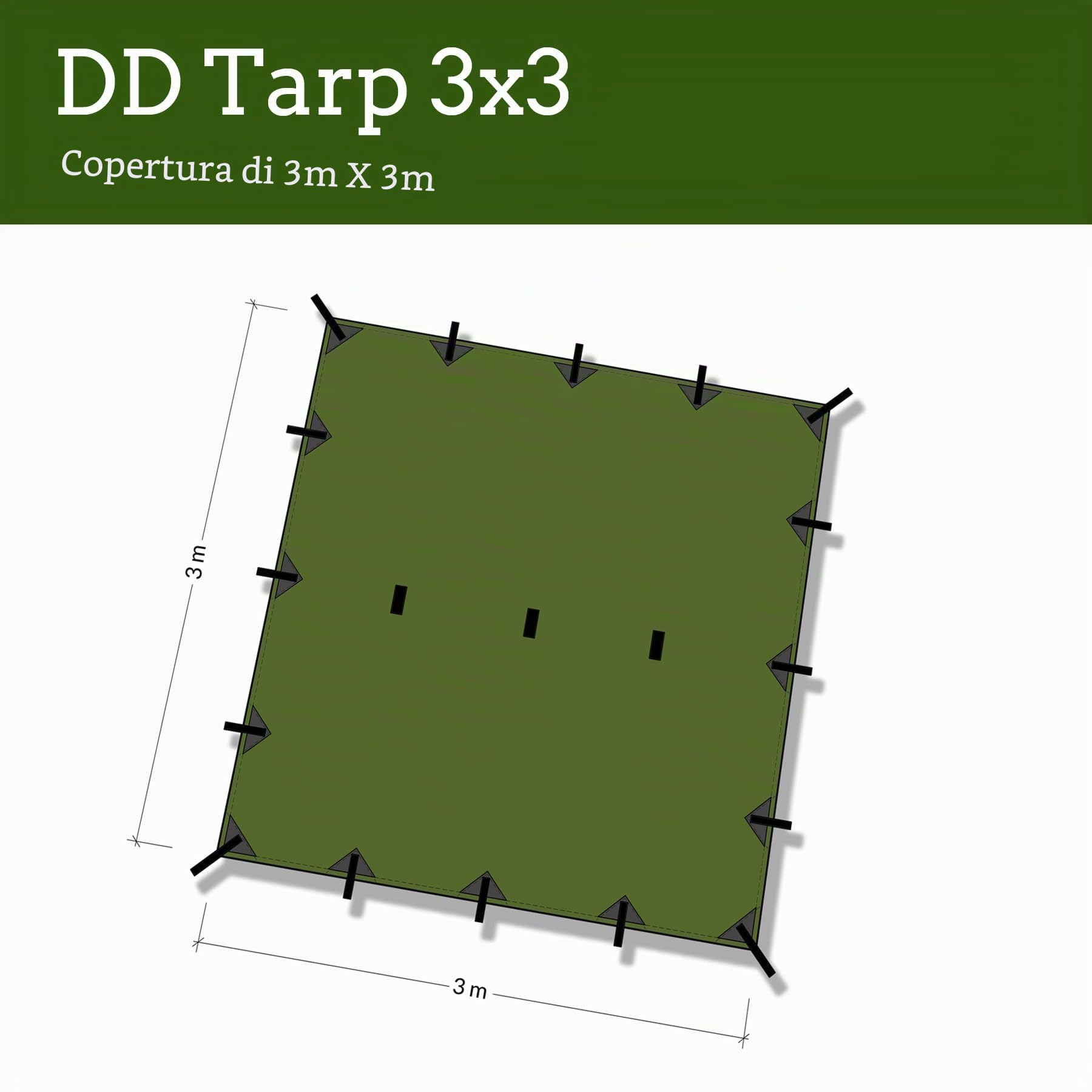 DD Hammocks - Tendalino in tela catramata, leggero, versatile e robusto, misure: 3 x 3 m