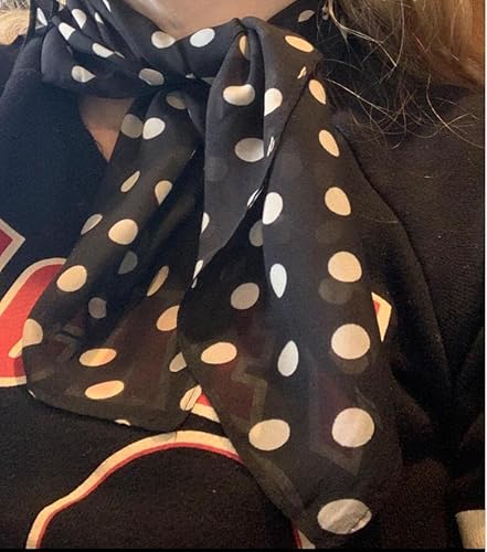 Womens 50S Chiffon Sheer Square Neck Head Scarf 50S Square Scarf For Women Girls 1950S Chiffon Scarf, Vintage Ascot, Retro Hair Tie Polka Dot Black Scarf For Women And Children,Neck Scarf For Women #TOP5