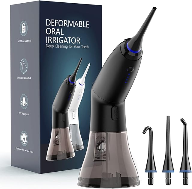 Susenc Cordless Water Flosser for Teeth, 4 Modes Dental Oral Irrigator, Deep Clean, IPX7 Waterproof, Portable and Rechargeable Powerful Battery Life Water Teeth Cleaner Picks for Home Travel (Black)