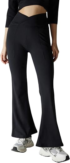 CAVA Petite Hourglass Flared Leggings for Women | V Waistband, Anti Camel Toe Design, Petite Fit, Flared Bottoms, Deep Poc...