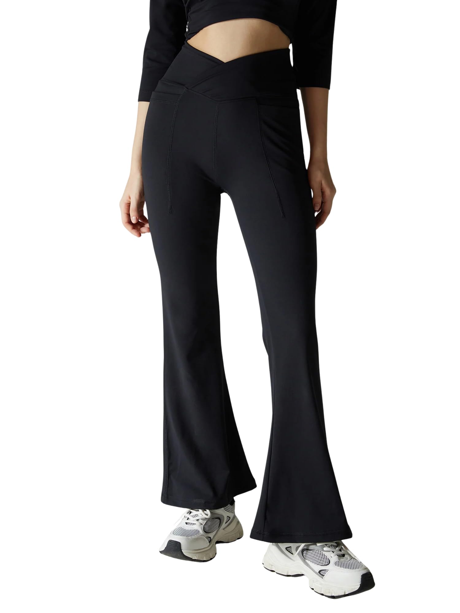 CAVA Petite Hourglass Flared Leggings for Women | V Waistband, Anti Camel Toe Design, Petite Fit, Flared Bottoms, Deep Pockets, Sculpting Stretch Fabric-picture-17
