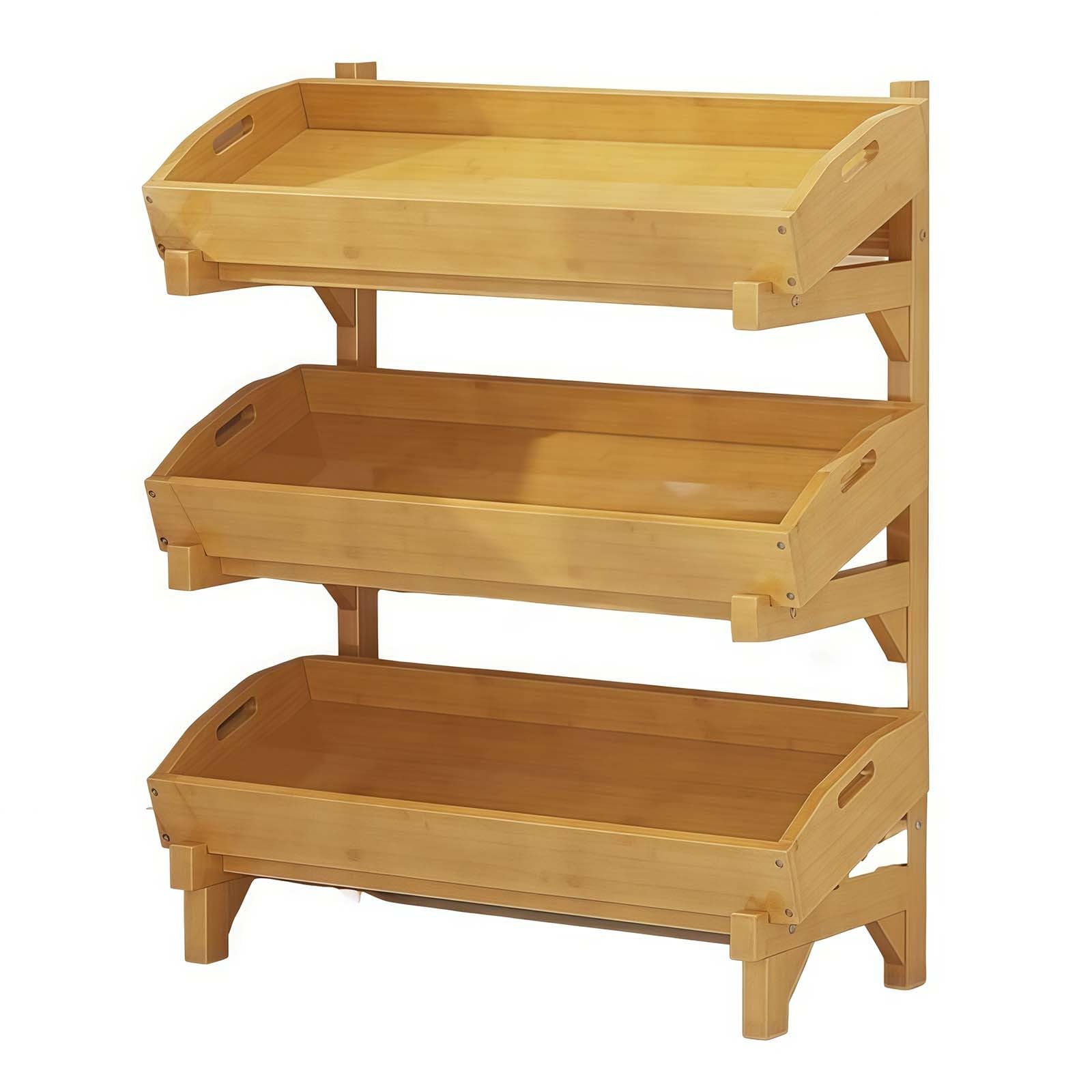 Generisch Dieser 4-stöckige Holzständer mit großem Fassungsvermögen für Obst und Gemüse ist EIN vertikaler Bodenaufbewahrungsorganizer mit abnehmbarem Design und eignet Sich für den Einsatz zu Hause,